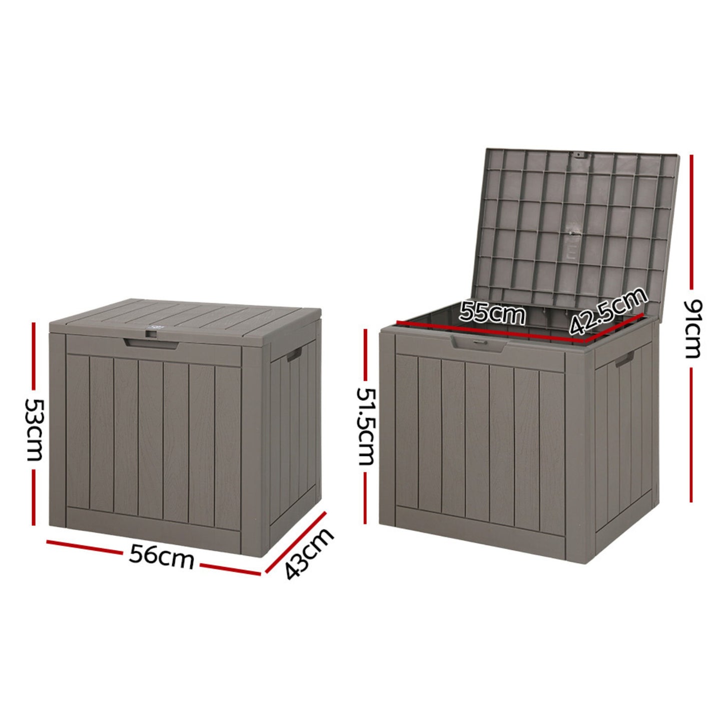 118L Outdoor Tool Storage Box - Grey Built in Bench