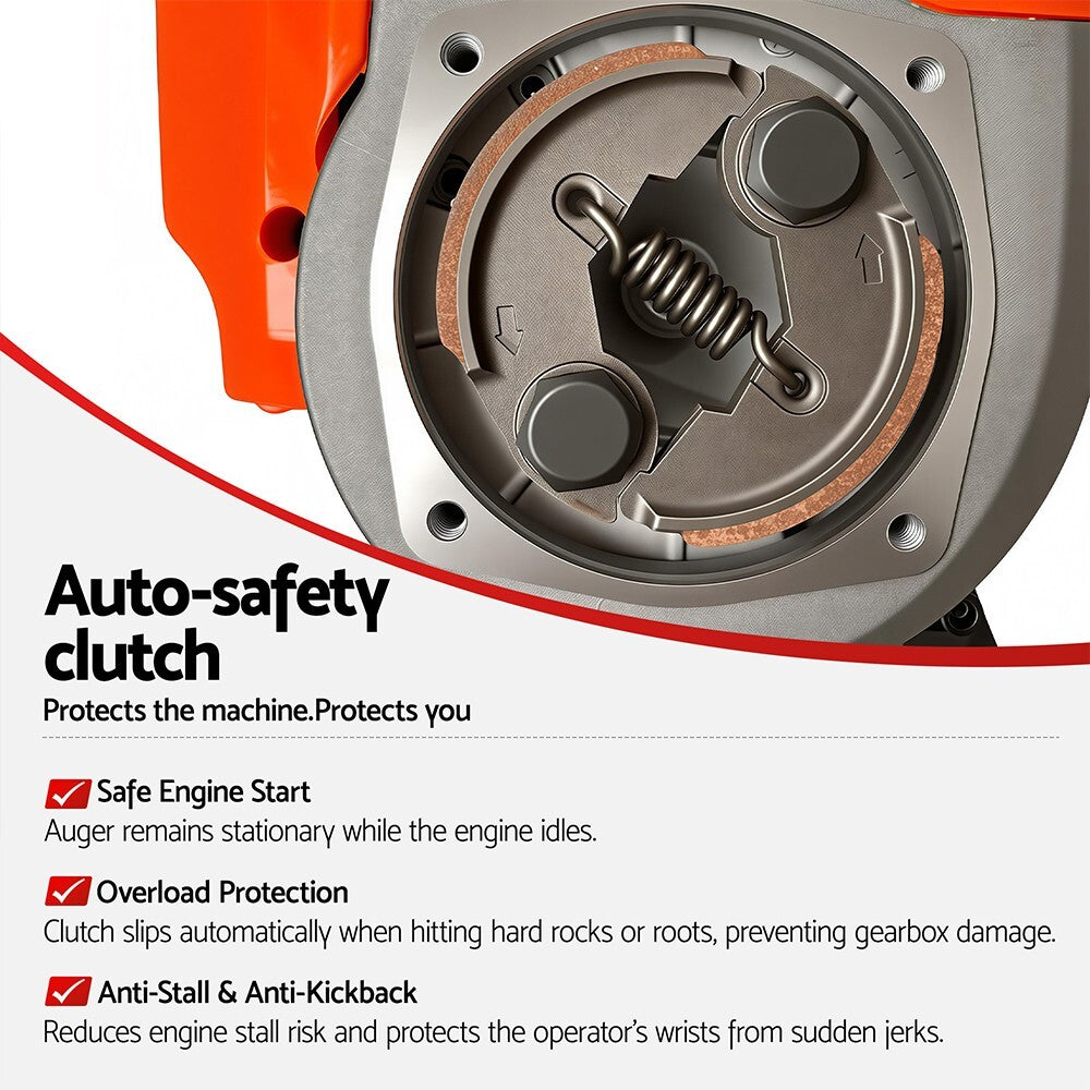 Post Hole Digger Motor Only Petrol Hand Engine Diggers Easy start Red