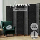 Artiss 6 Panel Room Divider Screen Privacy Rattan Timber Dividers Woven Stand