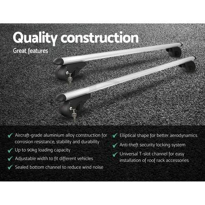Universal Car Roof Racks Pod Cross Bars Aluminium Adjustable 108cm Sliver