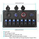 8 Gang 12V Switch Panel USB ON-OFF Toggle Rocker Control Car Boat Yacht Caravan