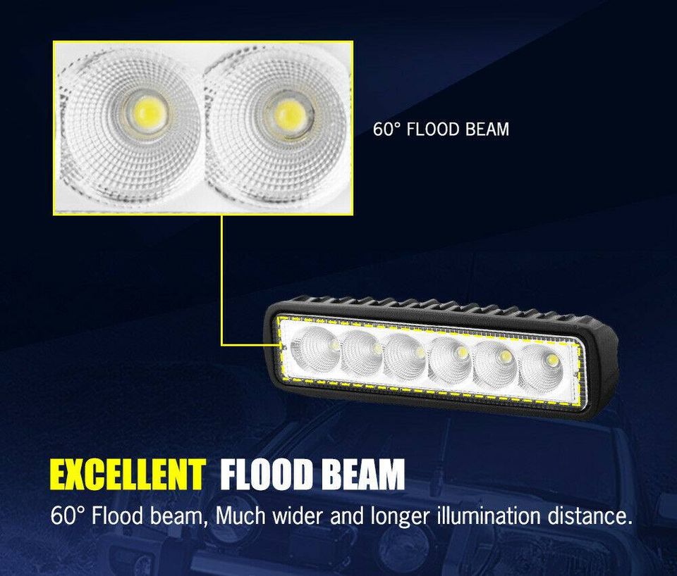 LightFox Pair 6inch Cree LED Work Light Bar Flood Beam Lamp Reverse Offroad 4x4