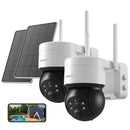 2 Pack Wireless Solar/Battery Security Camera Outdoor WiFi CCTV 360° PTZ 1080P