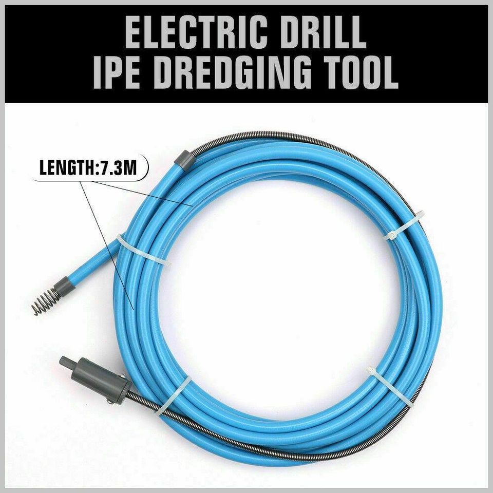 7m x 6mm Power Drill Snake Drain Cleaner Plumbing Electric Sink Pipe Unblocker