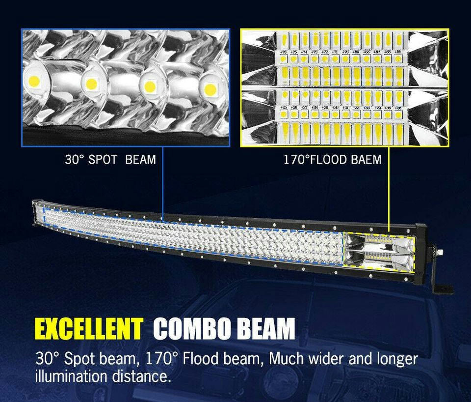 LightFox 50inch Cree Curved LED Light Bar Spot Flood Driving Offroad 4x4 52"