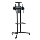32 To 65" Black Led Plasma Lcd TV Stand Mount Bracket Mobile Trolley With Wheels
