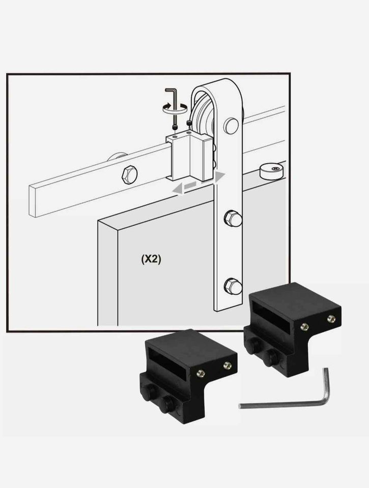 1.83M Sliding Barn Single Door Hardware Track Set Roller Kit