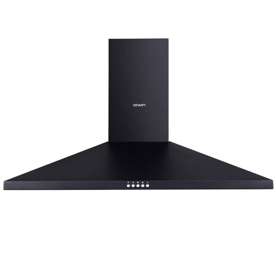 Range Hood Rangehood 900mm 90cm Kitchen Canopy LED Light Black
