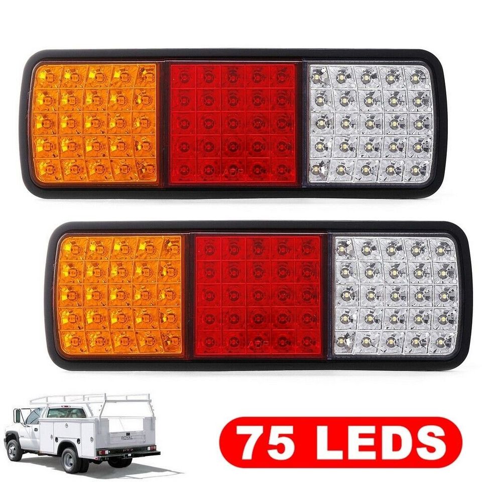 2Pcs 75 LED Tail Lights Trailer Ute Caravan Stop Indicator Rear Lamp Taillights