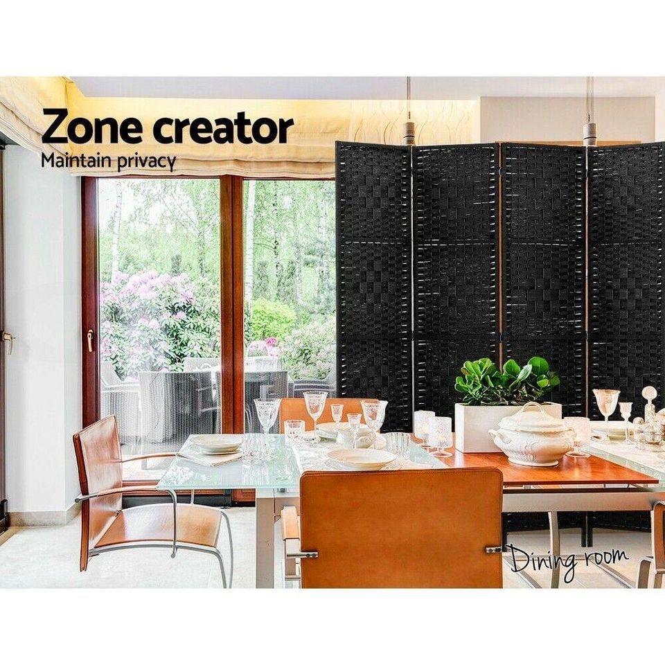 Artiss 4 Panel Room Divider Screen Privacy Rattan Dividers Stand Fold Woven Bk