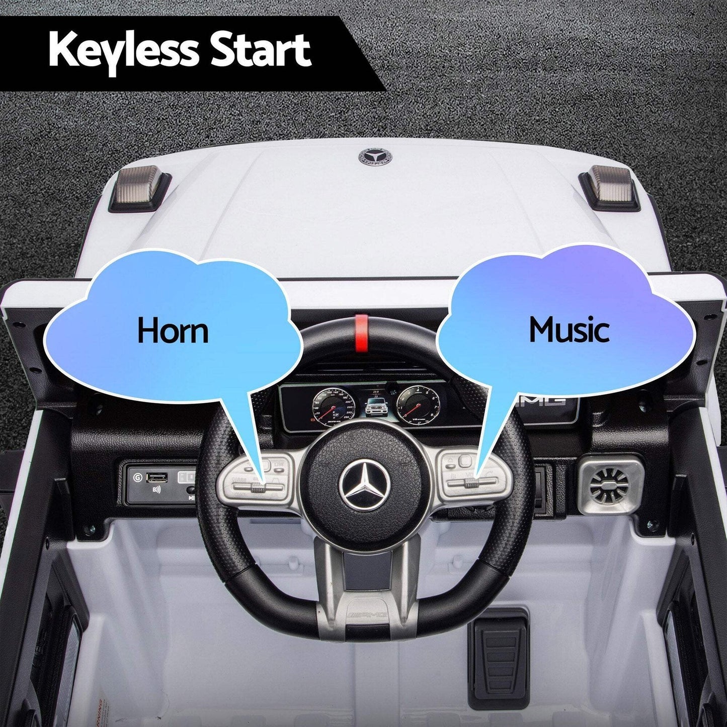 Kids Electric Ride On Car G63 Toy Cars Remote Control White