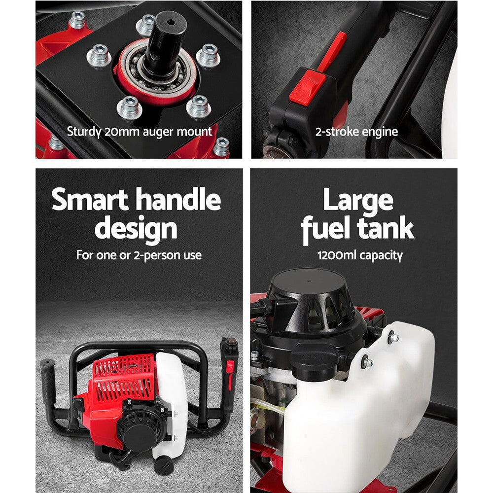 Post Hole Digger Motor Only Petrol Hand Engine Diggers Easy start Red