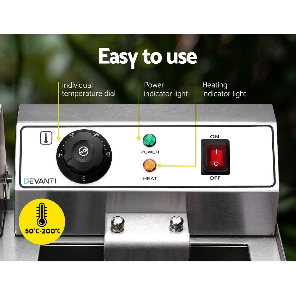 Commercial Electric Deep Fryer Twin Frying Countertop Basket Chip Cooker