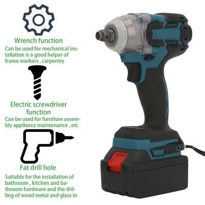 520Nm Cordless Impact Wrench Brushless Rattle Gun 1/2'' Drive & 2x Lithium Battery