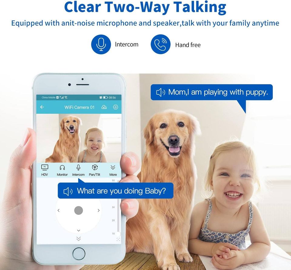 Indoor Security Cameras, VStarcam 2.4GHz WiFi Baby Monitor Dog Camera 360° View, 1080P Night V