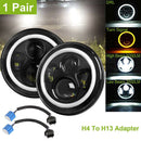 Pair 7" Inch LED Headlights Hi/Lo Beam DRL Projector Fit for JEEP JK GQ PATROL