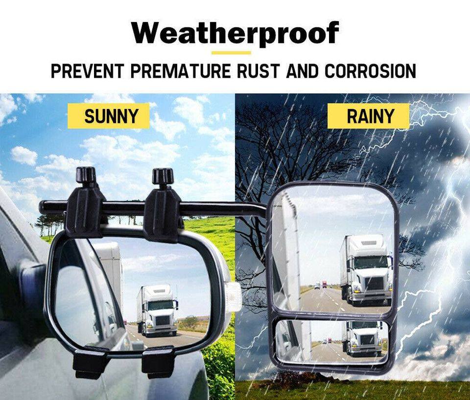 2x Towing Mirrors Pair Clip on Multi Fit Clamp On Towing Caravan 4X4 Trailer