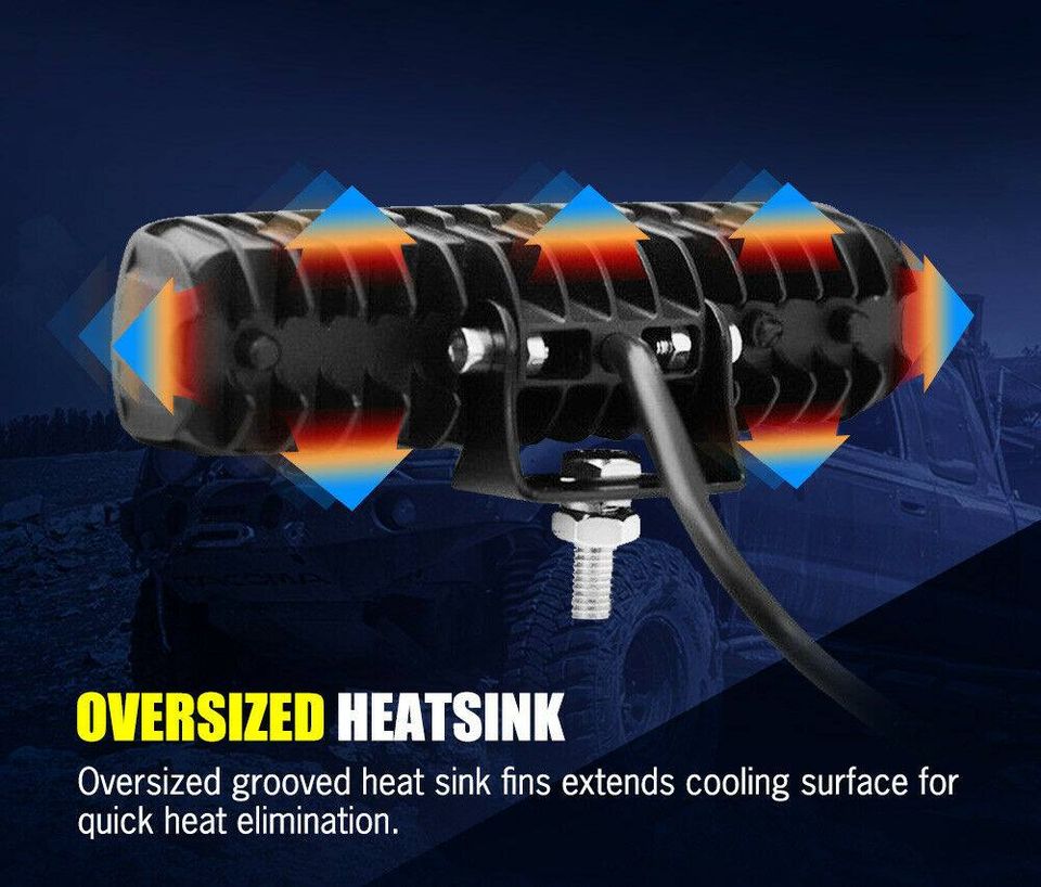 LightFox Pair 6inch Cree LED Work Light Bar Flood Beam Lamp Reverse Offroad 4x4