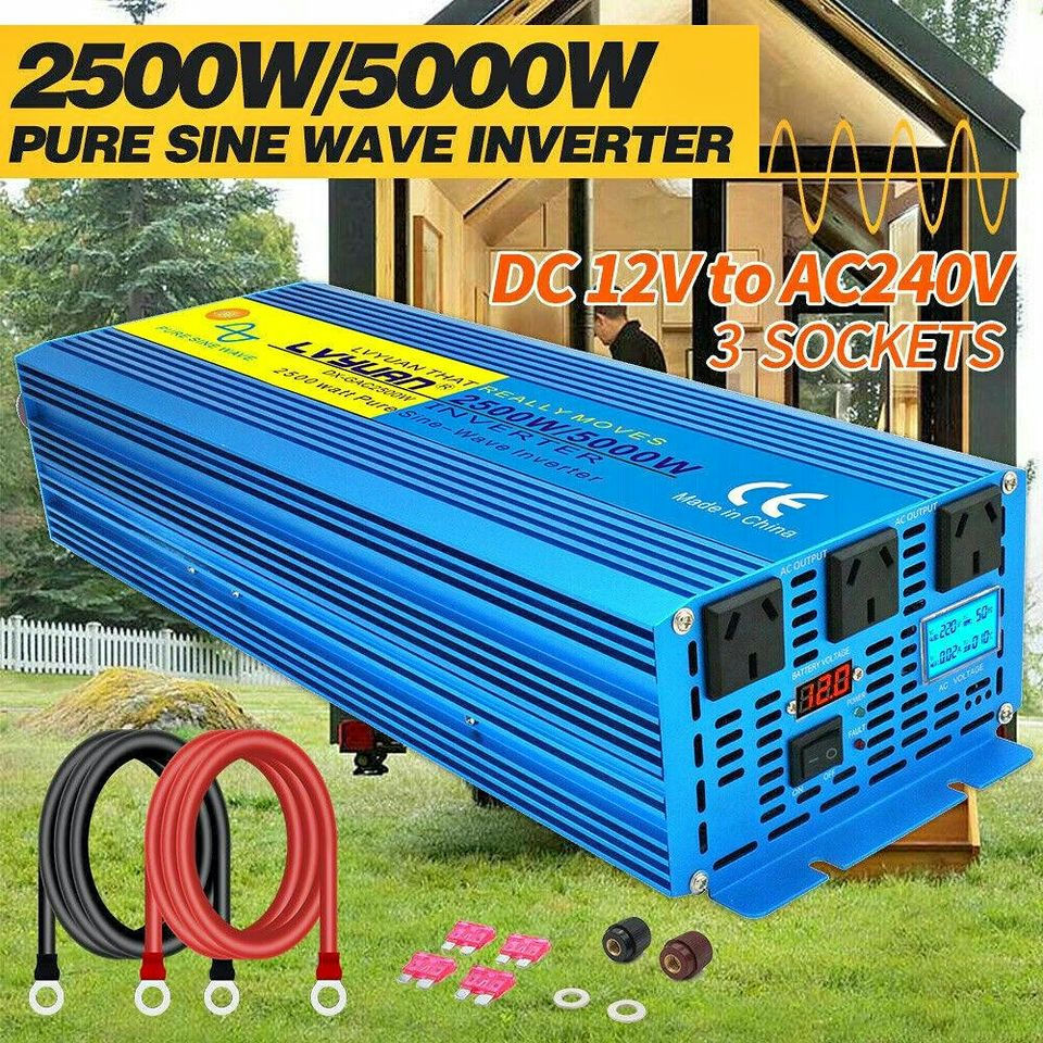 2500w 5000w pure sine wave power inverter voltage converter DC 12v to AC 240v AU