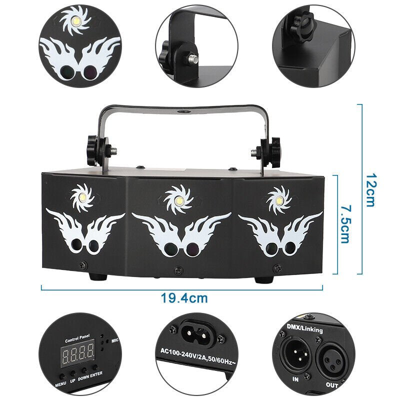 Stage Laser Light 9-EYE LED DMX RGB Strobe Scan Projector DJ Disco Party Lamp AU