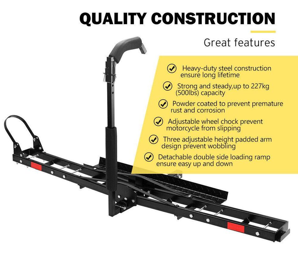 Motorcycle Motorbike Carrier Rack 2" Towbar Arm Rack Bike Ramp Steel