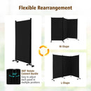 3-Panel Folding Room Divider Rolling Privacy Screen w/Lockable Wheels 180 cm