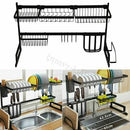 65CM Over The Sink Dish Drying Rack Stainless Steel Kitchen Drainer Shelf Holder