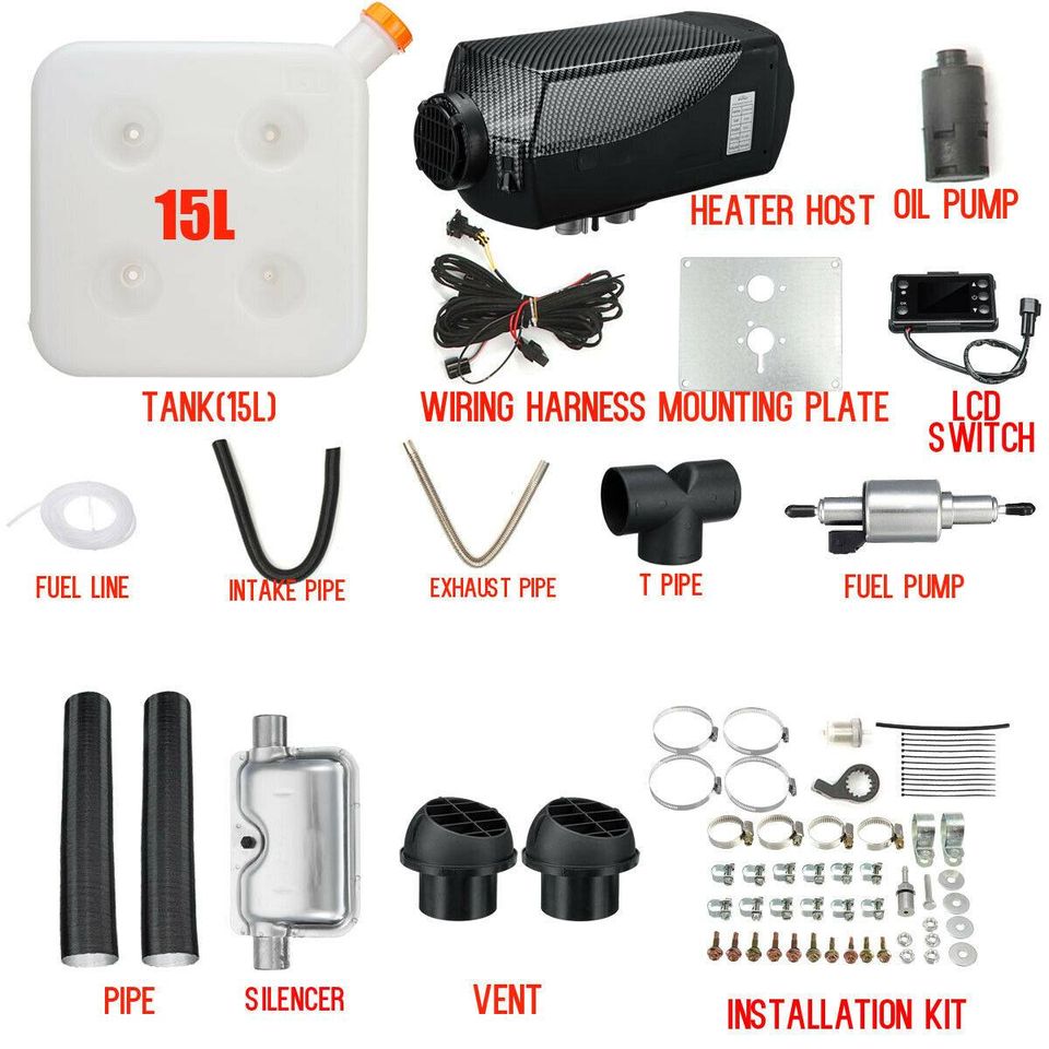 Dandenong pick up 12V 8KW Diesel Air Heater 15L Tank Remote Control Thermostat Caravan Motorhome