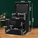 Bedside Tables 2 Drawers Side Table RGB LED High Gloss Nightstand