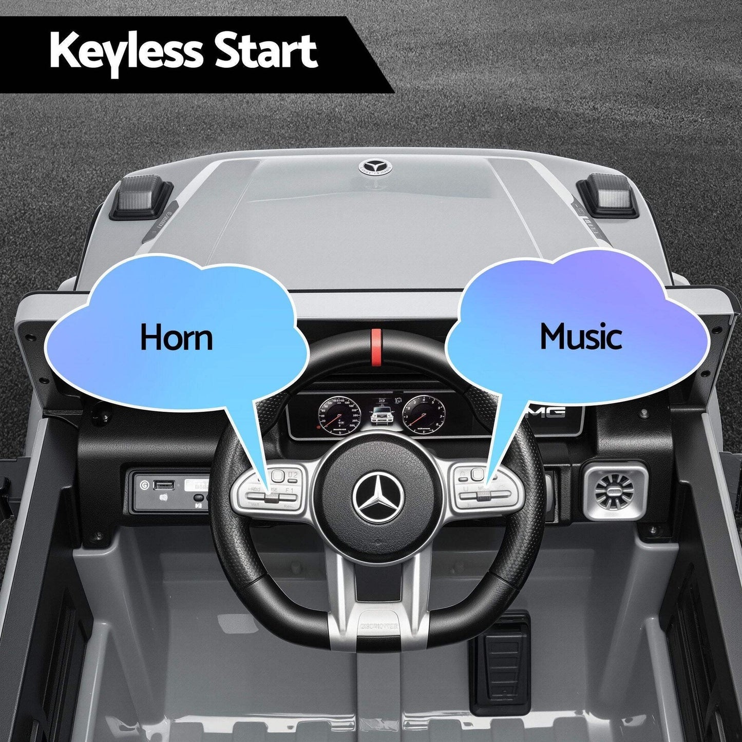 Kids Electric Ride On Car G63 Toy Cars Remote Control Grey