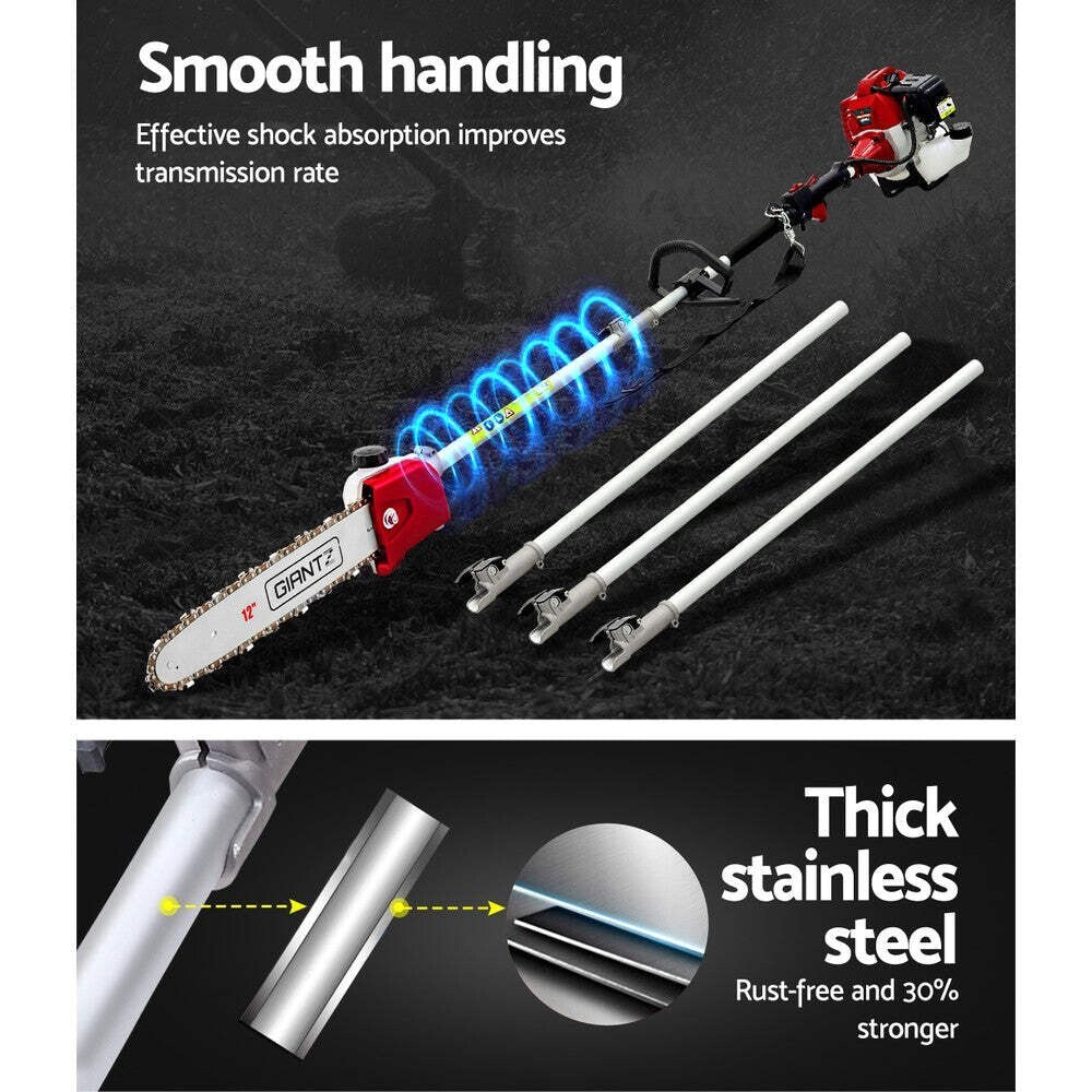 Pole Chainsaw 2 Stroke Petrol Tree Pruner Long Reach Saw 12 Inch Bar 2 In