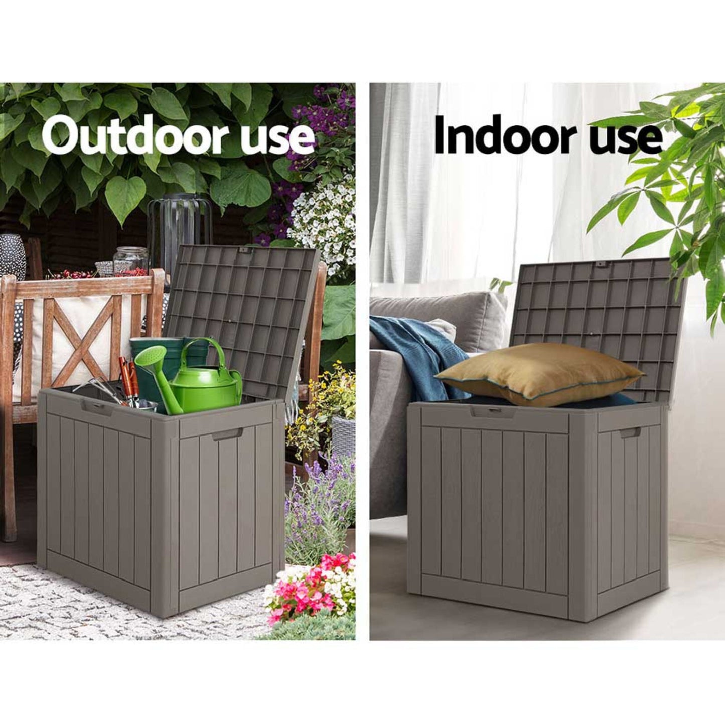 118L Outdoor Tool Storage Box - Grey Built in Bench