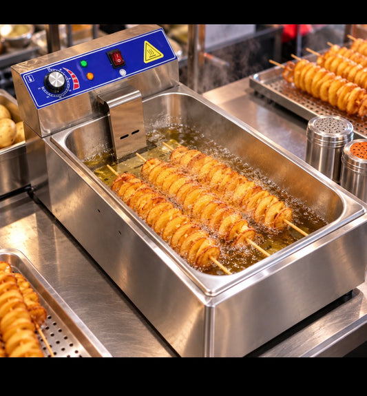 12L Commercial Electric Deep Fryer – 3200W Stainless Steel Twisty Potato Fryer