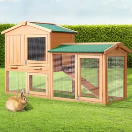 Chicken Coop Rabbit Hutch 138cm x 44cm x 85cm Large Chicken Coop House Run Cage Wooden Outdoor