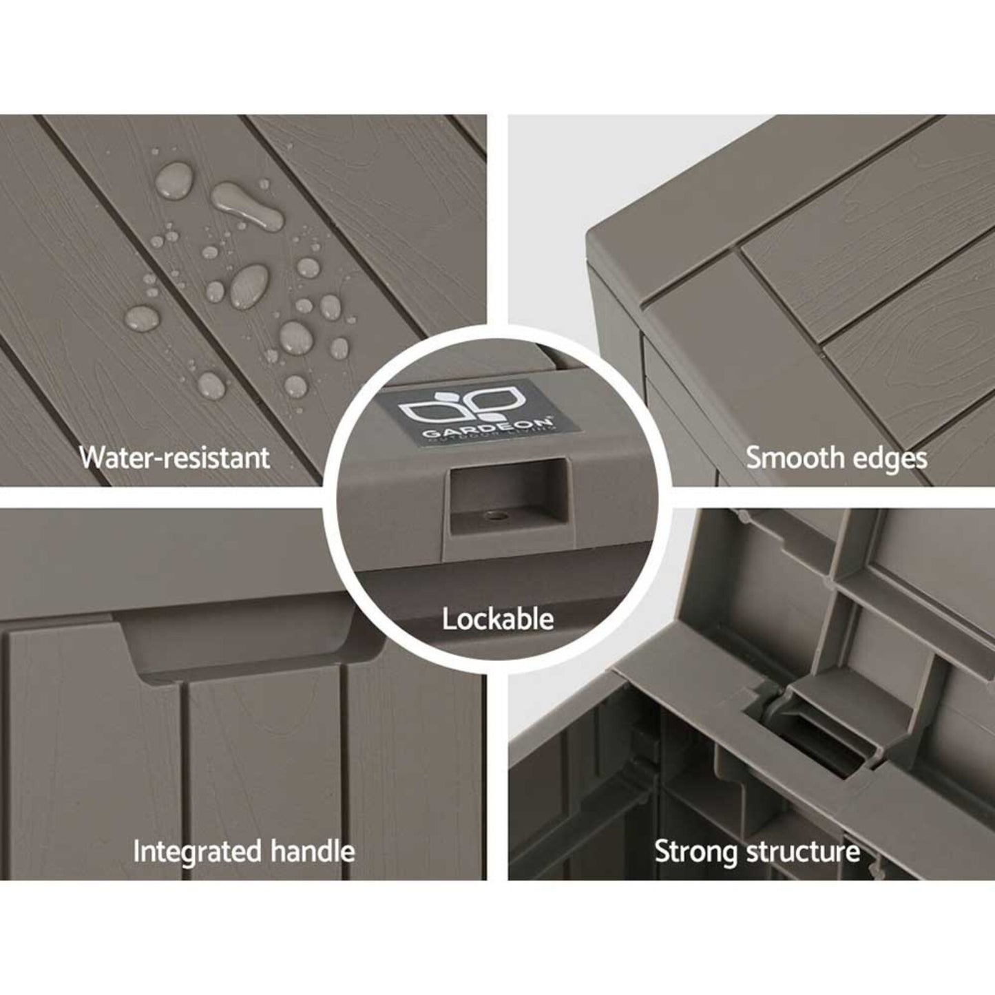 118L Outdoor Tool Storage Box - Grey Built in Bench