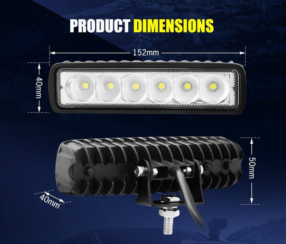 LightFox Pair 6inch Cree LED Work Light Bar Flood Beam Lamp Reverse Offroad 4x4