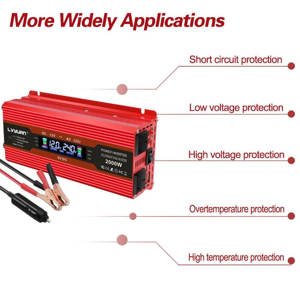 Caravan Power Inverter 2000w Peak Dc 12v To Ac 240v Converter Adapter Camp USB