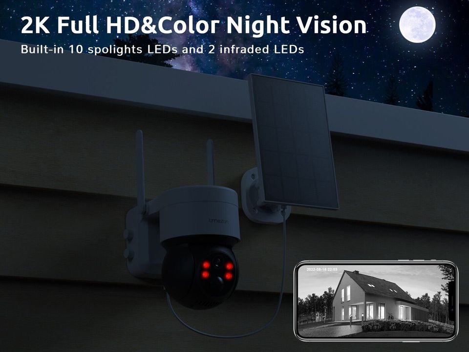 Solar Security Camera Battery Powered Outdoor Wireless Wifi CCTV PTZ Camera IP