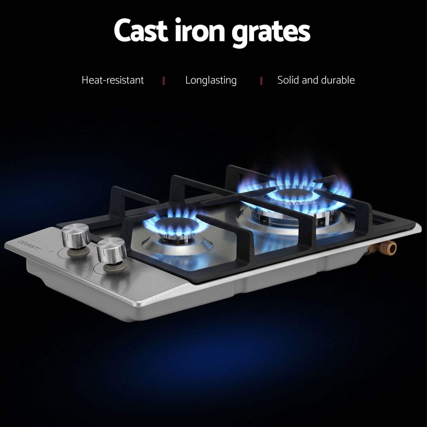 Gas Cooktop 30cm 2 Burner Silver