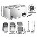 Commercial Food Warmer Bain Marie Electric 4 Buffet Pans Stainless Steel
