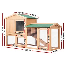 Chicken Coop Rabbit Hutch 138cm x 44cm x 85cm Large Chicken Coop House Run Cage Wooden Outdoor