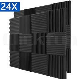 24pcs Studio Acoustic Foam Sound Absorption Proofing Panel Wedge Karaoke 30*30cm