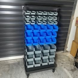 Storage Bin Rack Wall Mounted Tools Garage Workshop Shelving Wheels
