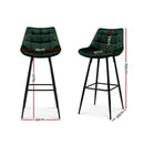 ✅2x Bar Stools Velvet Chairs Green