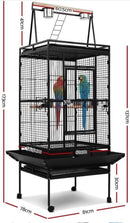 175cm Large Aviary Bird Cage with Wheeled Stand - Black Metal