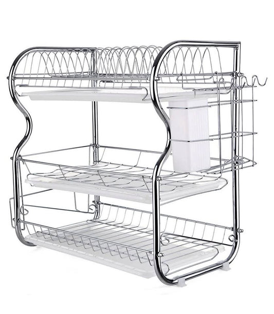Kitchen Dish Cup Drying Rack Holder Sink Drainer 3-Tier Stainless Steel K3I8