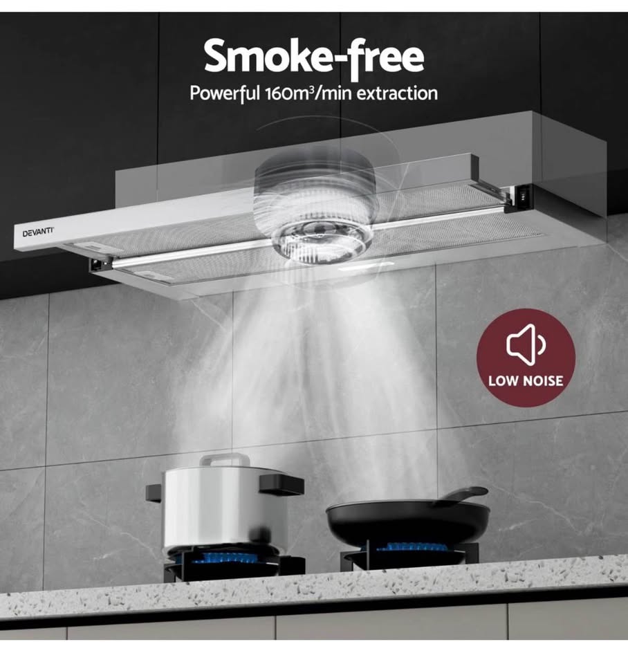 900mm Slide Out Range Hood – Stainless Steel Kitchen Canopy