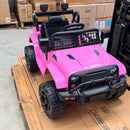 ✅Kids ride on pink jeep with remote