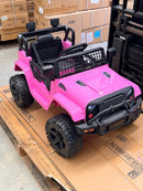 ✅Kids ride on pink jeep with remote