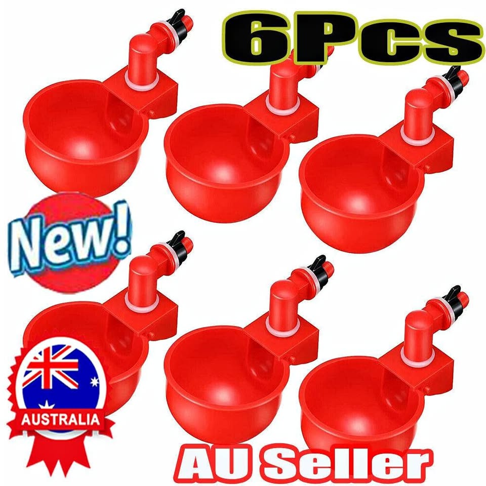 6x Automatic Chicken Water Cup Waterer Poultry Drinking Bowl Feeder Drinker Tool